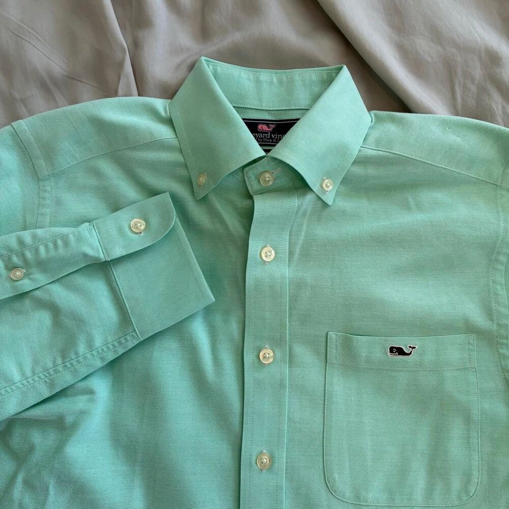 Vineyard Vines Slim Fit Tucker Shirt Mint Green Button Down Men’s XS